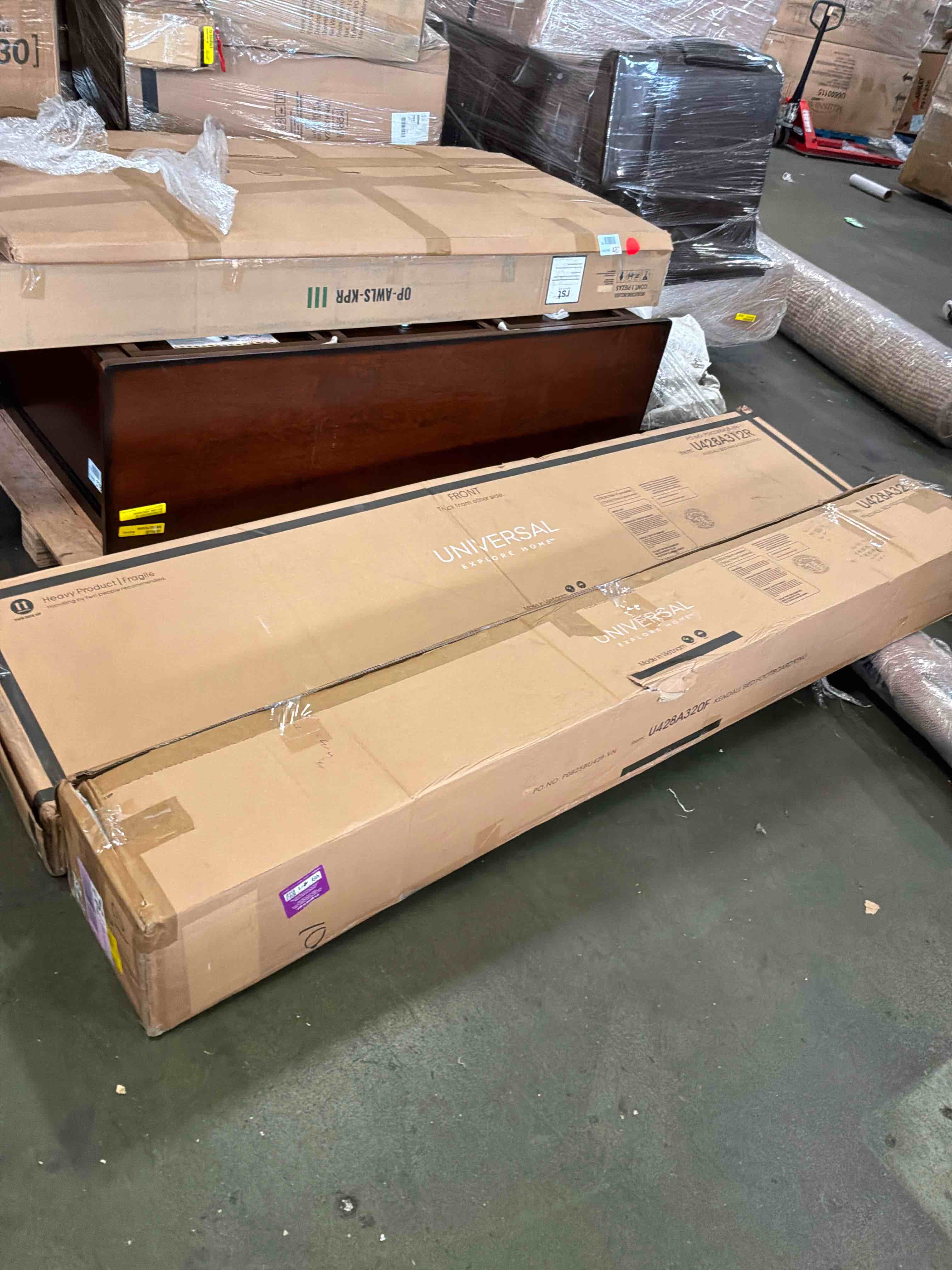 Condition photo showing Good Condition for kendall queen upholstered panel bed ( only footboard and rails ) 