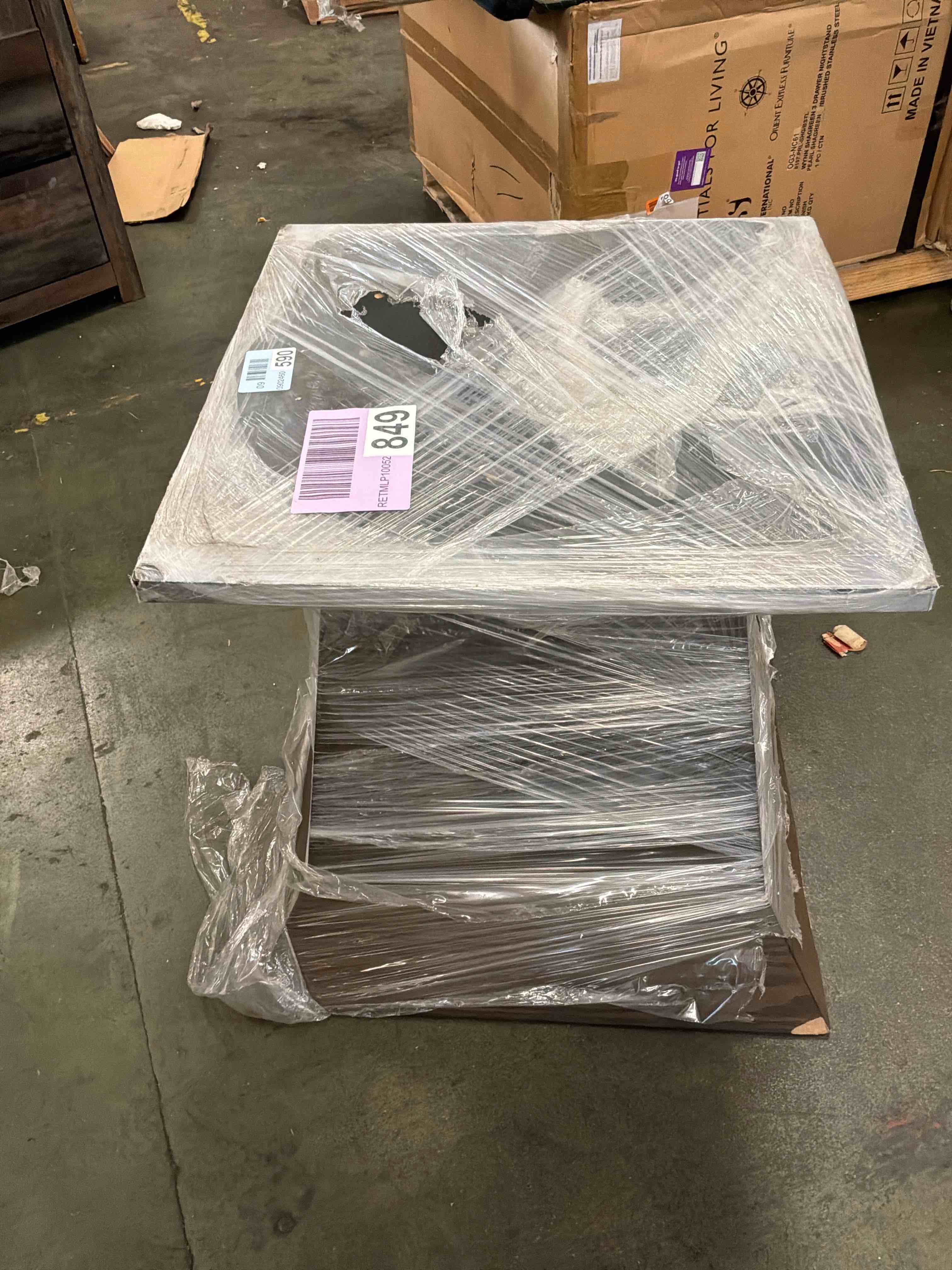 Condition photo showing Good Condition for similar to furniture of america rafferty modern solid wood 22-inch square end table with genuine marble top and tapered base for living room, office, dark walnut/white