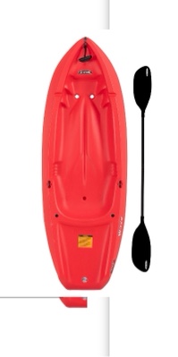 lifetime wave 6 ft youth sit-on-top kayak with paddle, fire red (91401)