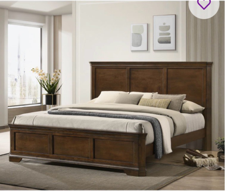Ailany Traditional Wood Panel Bed , King Queen ( Only Rails ) 