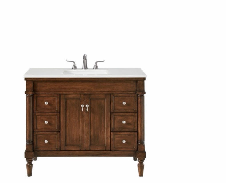 Elegant Furniture Lighting VF13042WT-VW Lexington 42 Inch Free-Standing Single Bowl Bathroom Vanity with White Quartz Top, Walnut - source: https://www.kbauthority.com/elegant-furniture-lighting-vf13042wt-vw-lexington-42-inch-free-standing-single-bowl-bathroom-vanity-with-white-quartz-top-walnut.html
