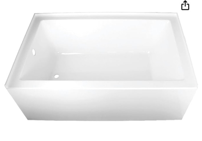 Kingston Brass Aqua Eden VTAP603622L 60-Inch Acrylic Alcove Tub with Left Hand Drain, White