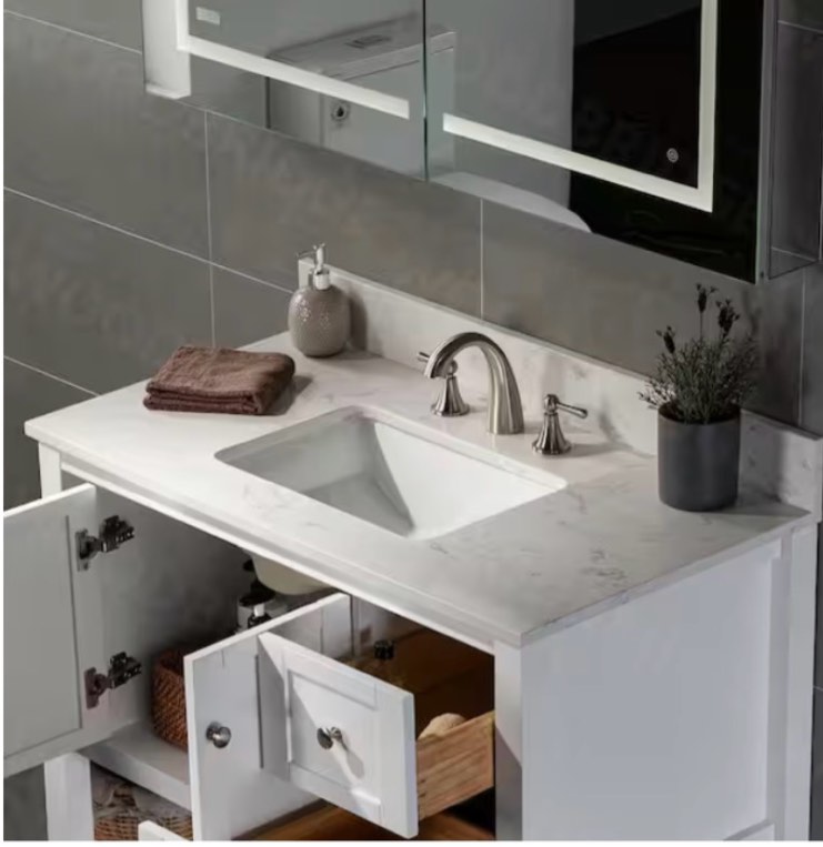 52” Carrara Quartz  Vanity Top Left Sink 