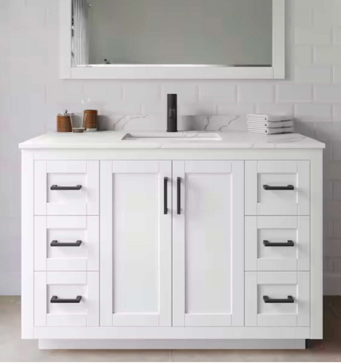  Miranda 48 in. W x 22 in. D x 33.75 in. H Single Bath Vanity in White with Giotto Quartz Top
