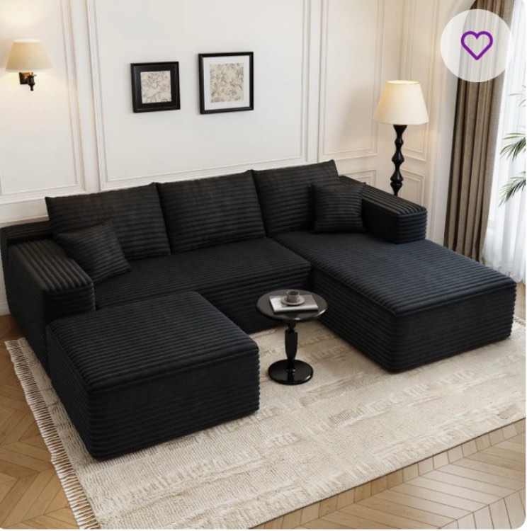 107.5’ Cloud Modular sectional Sofa with 1 ottoman modern minimalist 