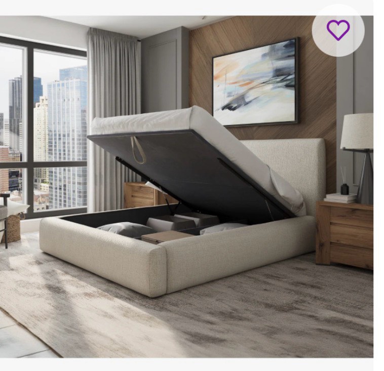 Modern Storage Upholstered Platform Napolitano Bed With lift up