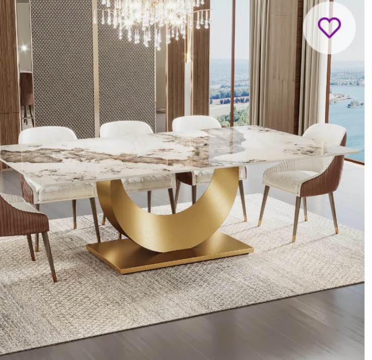 Ayva 78.7” Sintered Stone Dining Table Stainless Steel Base