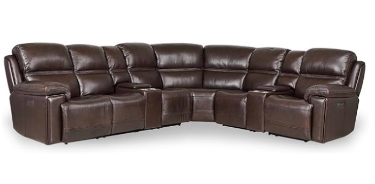 Similar to Four-Seater Sofa Grain Leather with Central Console and Headrest Adjustment