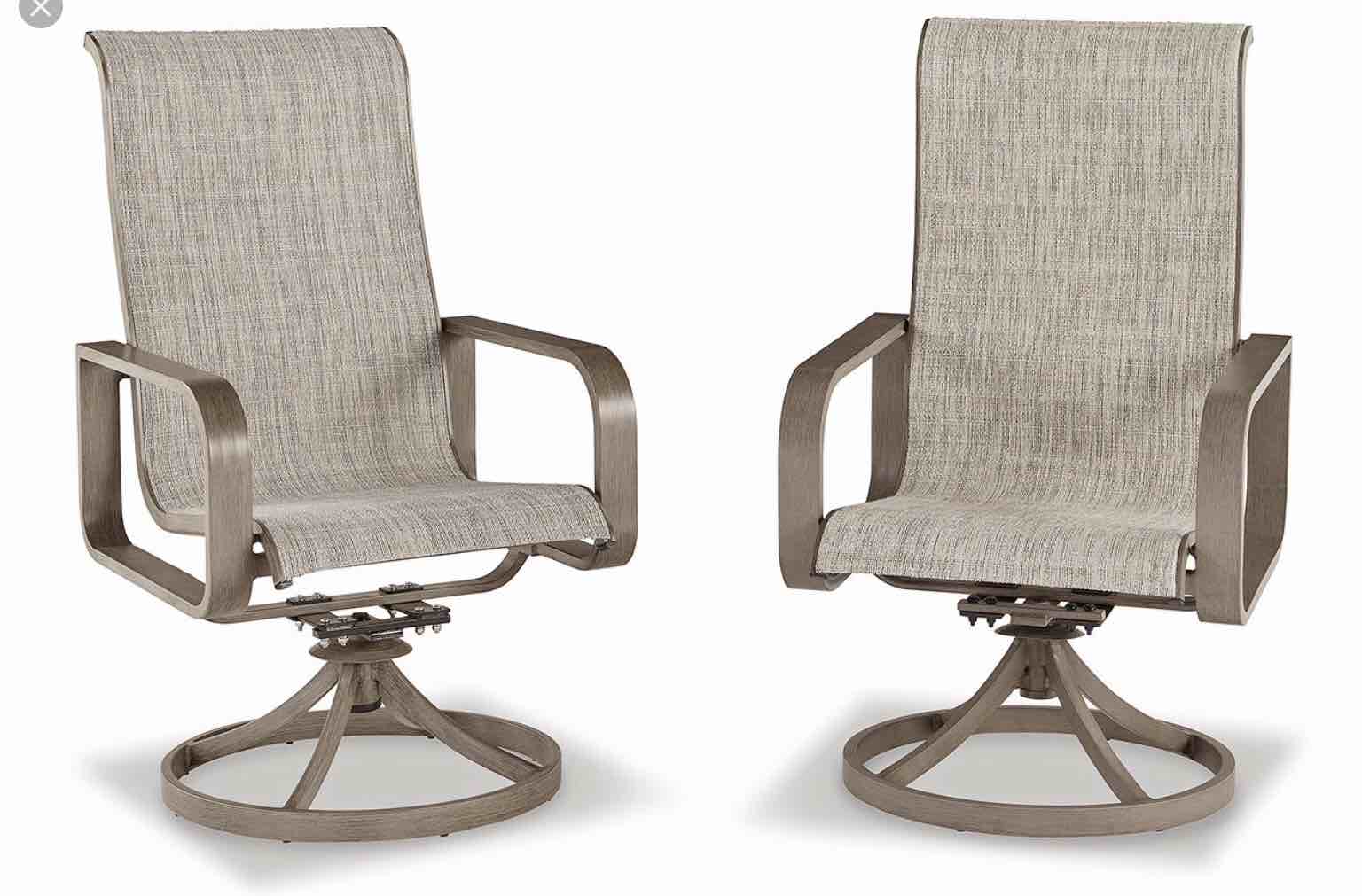 Set of 2 Beach Front Oudoor Sling Swivel Chair
