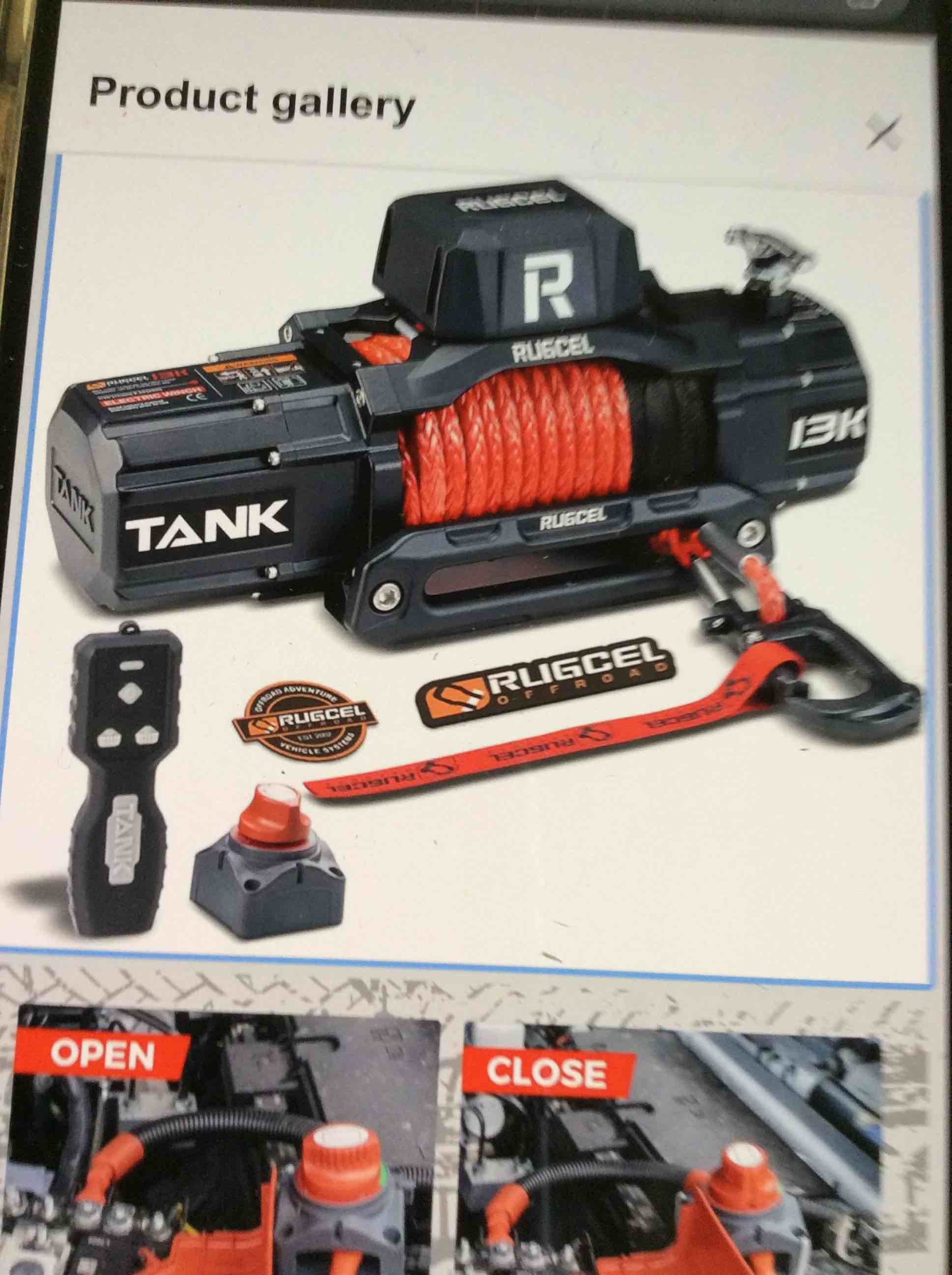 RUGCEL WINCH 13500lb New Waterproof Electric Rope