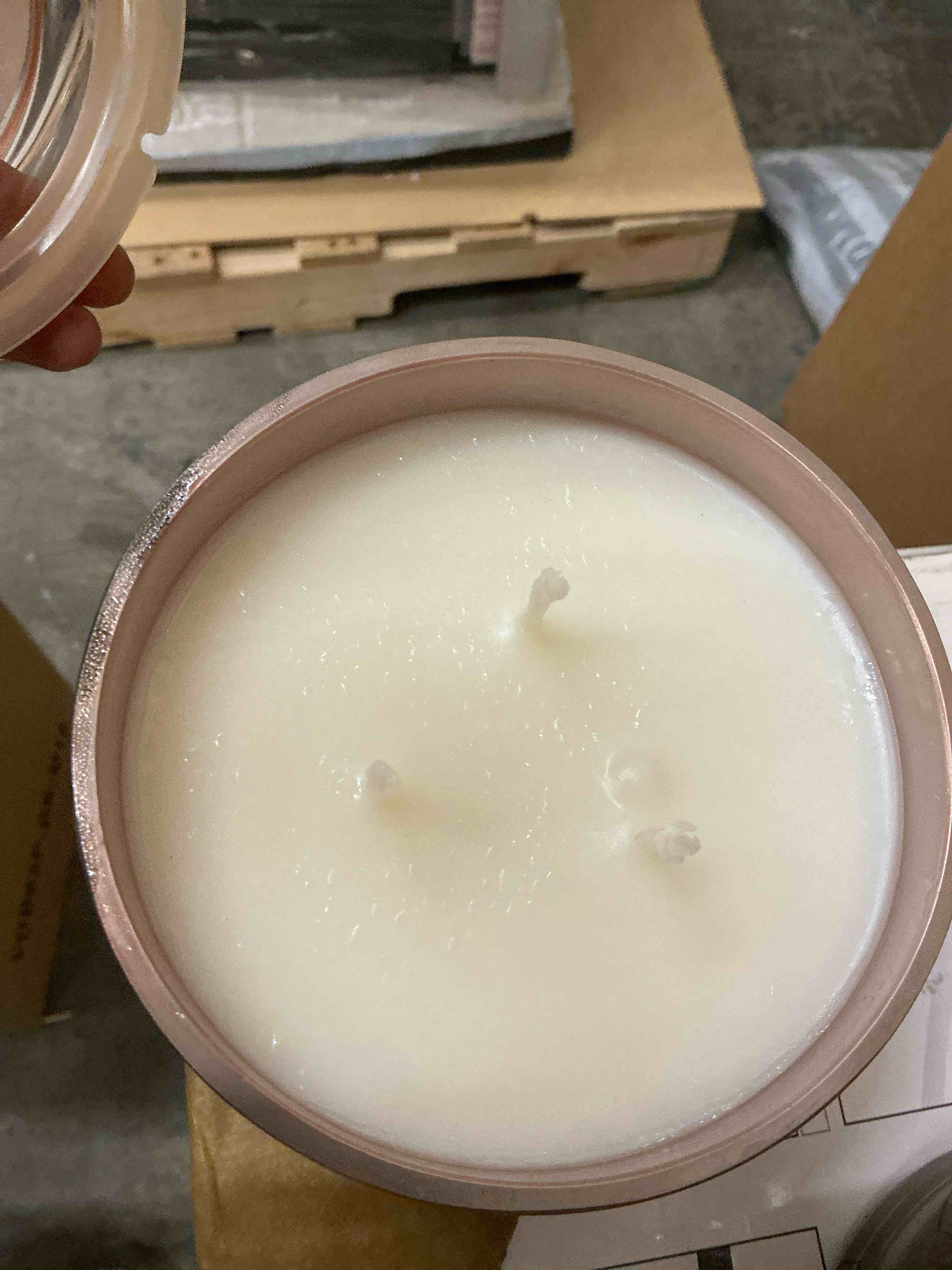 Condition photo showing As Is for illume beautifully done essentials coconut milk mango statement glass scented soy candle