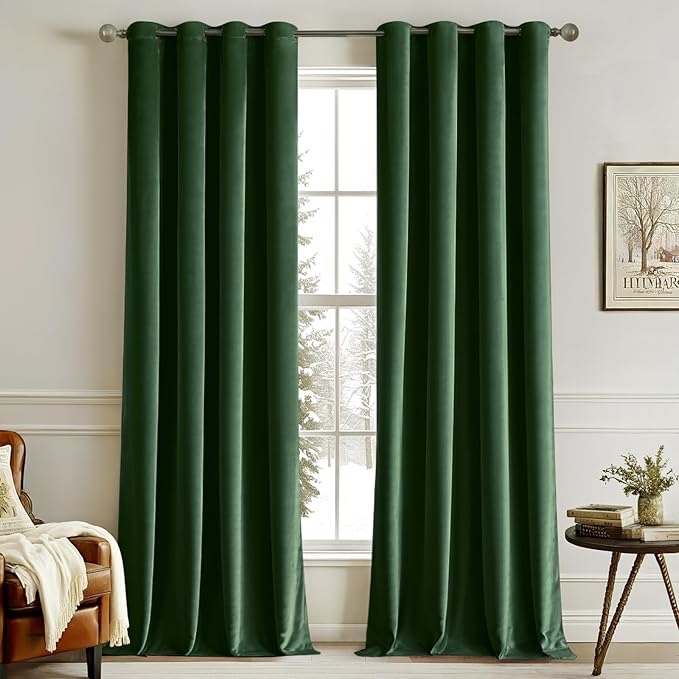 phoenigon velvet solid color metal grommets room darkening curtain panels 52” x 63” (similar)