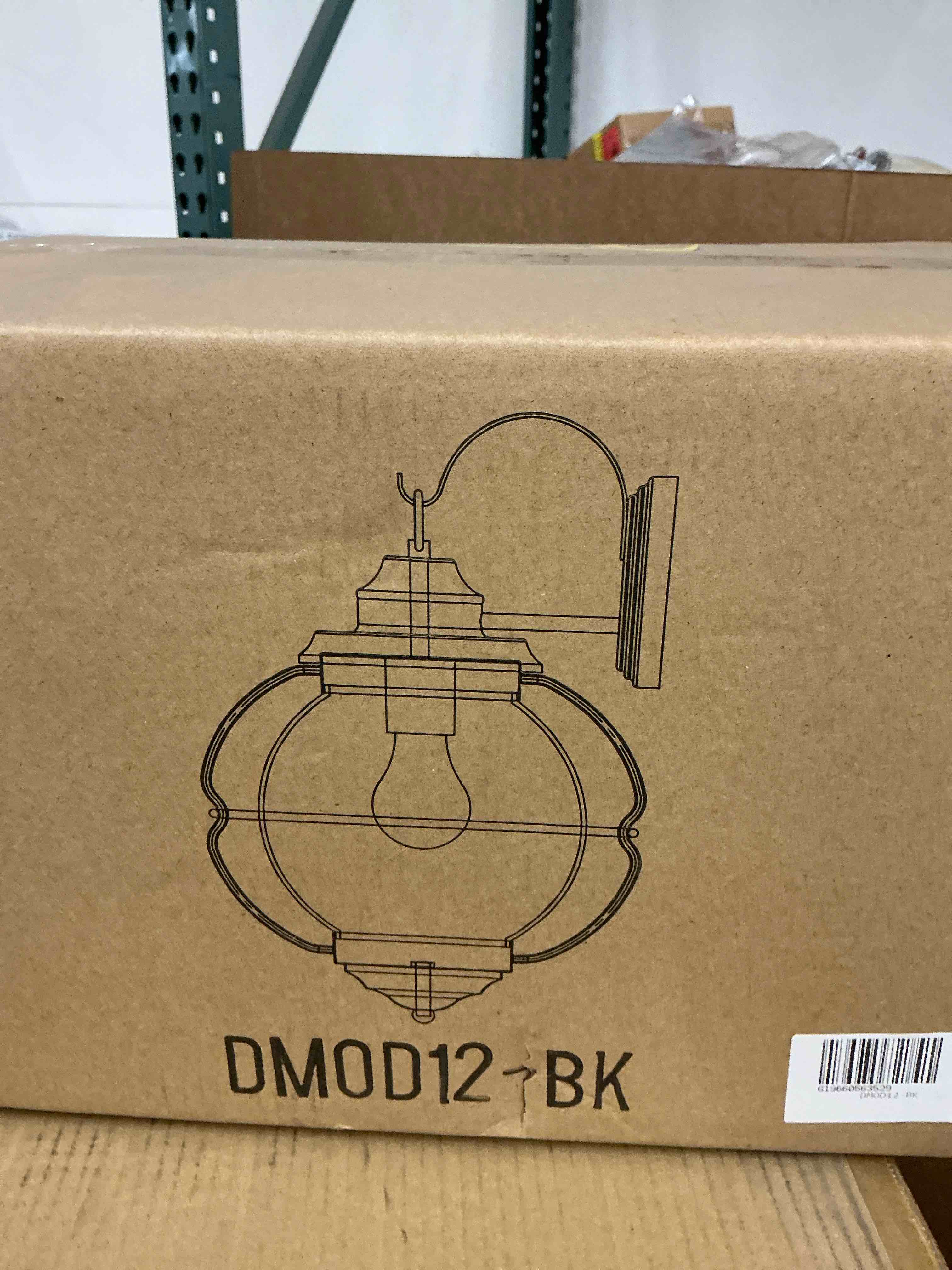 Condition photo showing New/Like New for catalina 19 in. 1-light black outdoor wall light fixture with seeded glass