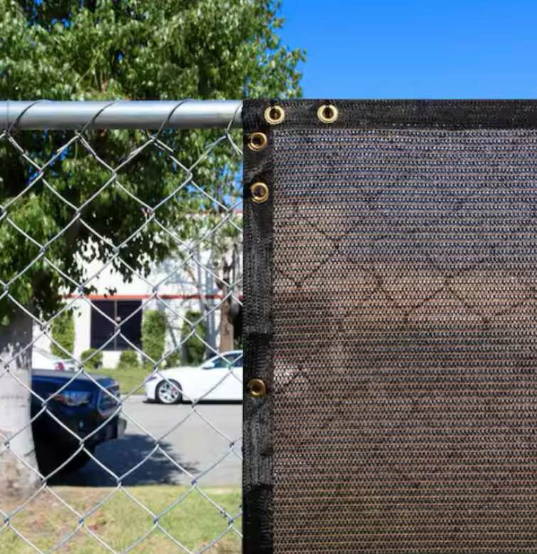 Condition photo showing Good Condition for 5 ft. x 10 ft. brown privacy fence screen mesh fabric cover windscreen with reinforced grommets for garden fence