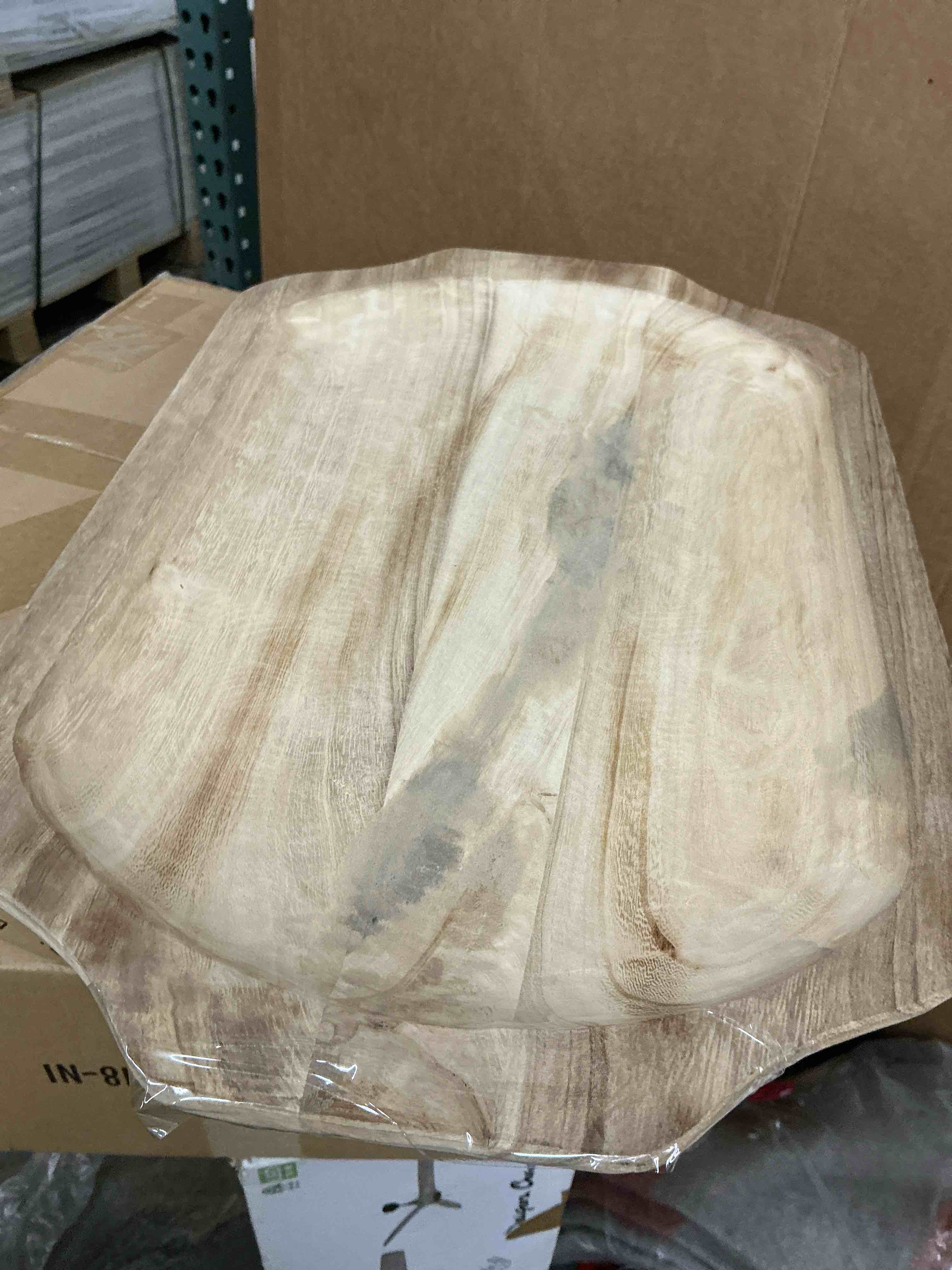 Condition photo showing As Is for creative co-op decorative paulownia wood tray, natural