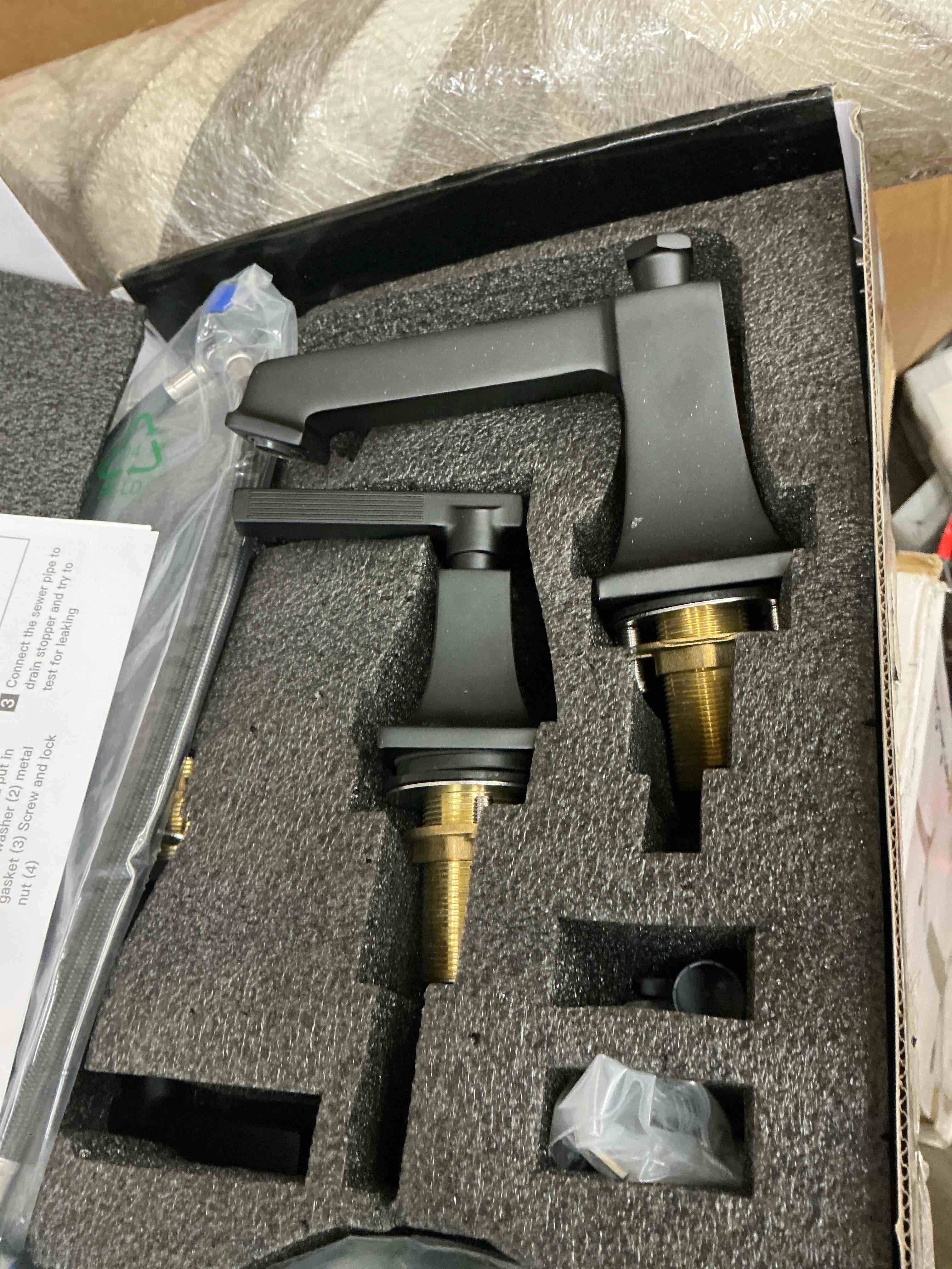 Condition photo showing Good Condition for 8 in. widespread double handle high-arc bathroom faucet water-saving with drain kit in matte black