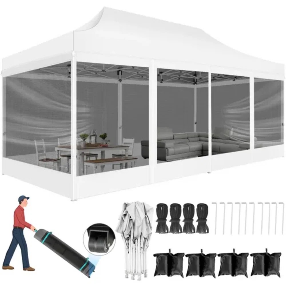 10x20 canopy tent, heavy duty pop up canopy with sidewalls by cobizi