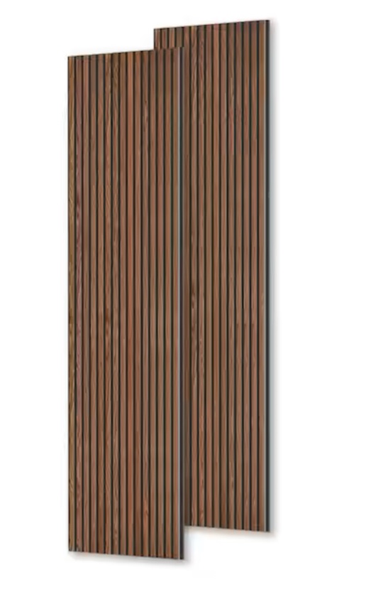 0.9in. x 1.71ft. x 8.86ft. Classic Brown Acoustic/SoundAbsorb 3D Overlapping Wood Slat Decorative Wall Paneling 2-Pack