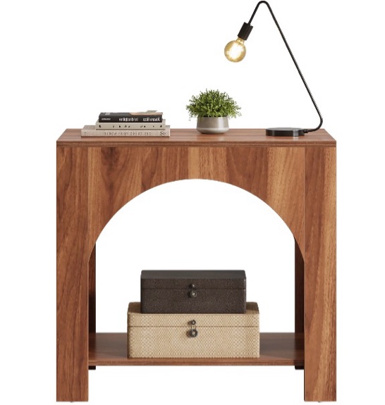 tribesigns farmhouse end side table, large sofa side table with heavy-duty wooden pedestal for living room, bedside nightstand with storage for bedroom, accent furniture, easy assembly, walnut