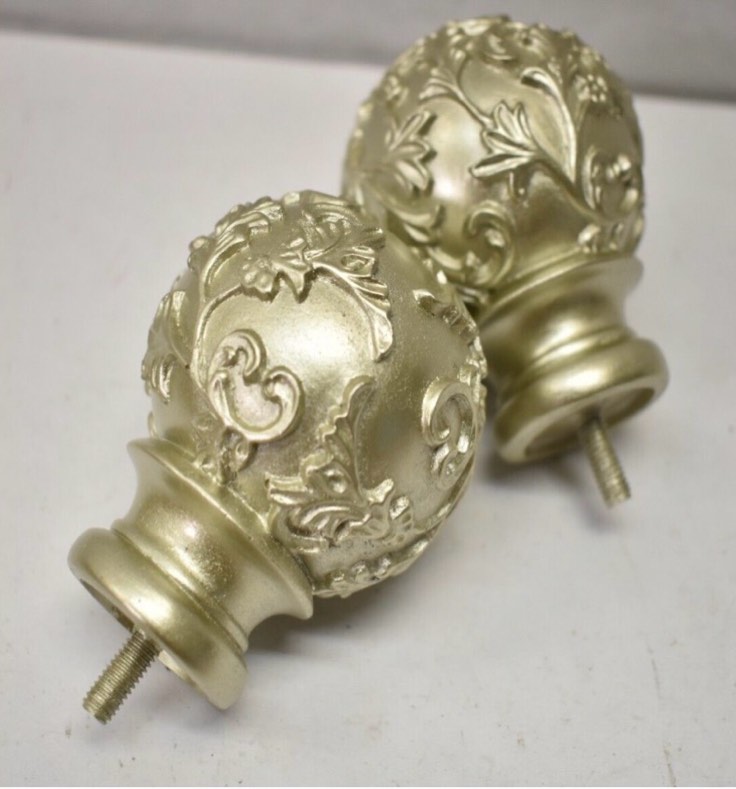 Exclusive Home Vine 1" Curtain Rod Finials Set End Balls Matte Silver Finish