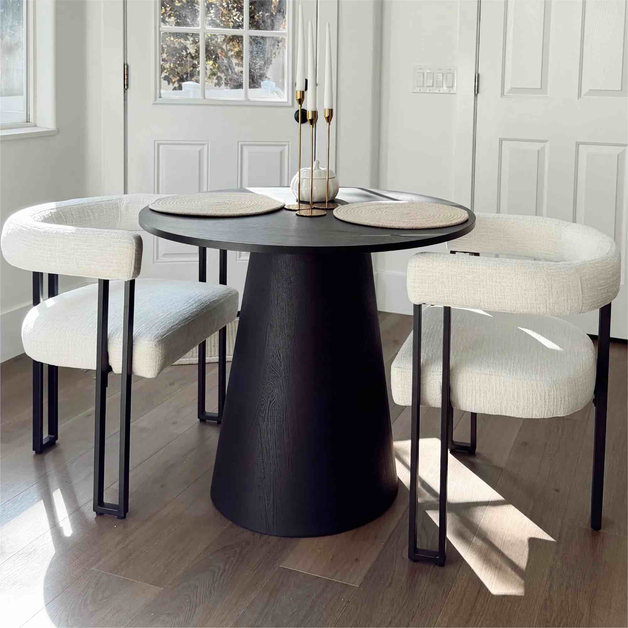 dwen 35" modern round pedestal dining table (pickup 2-boxes)