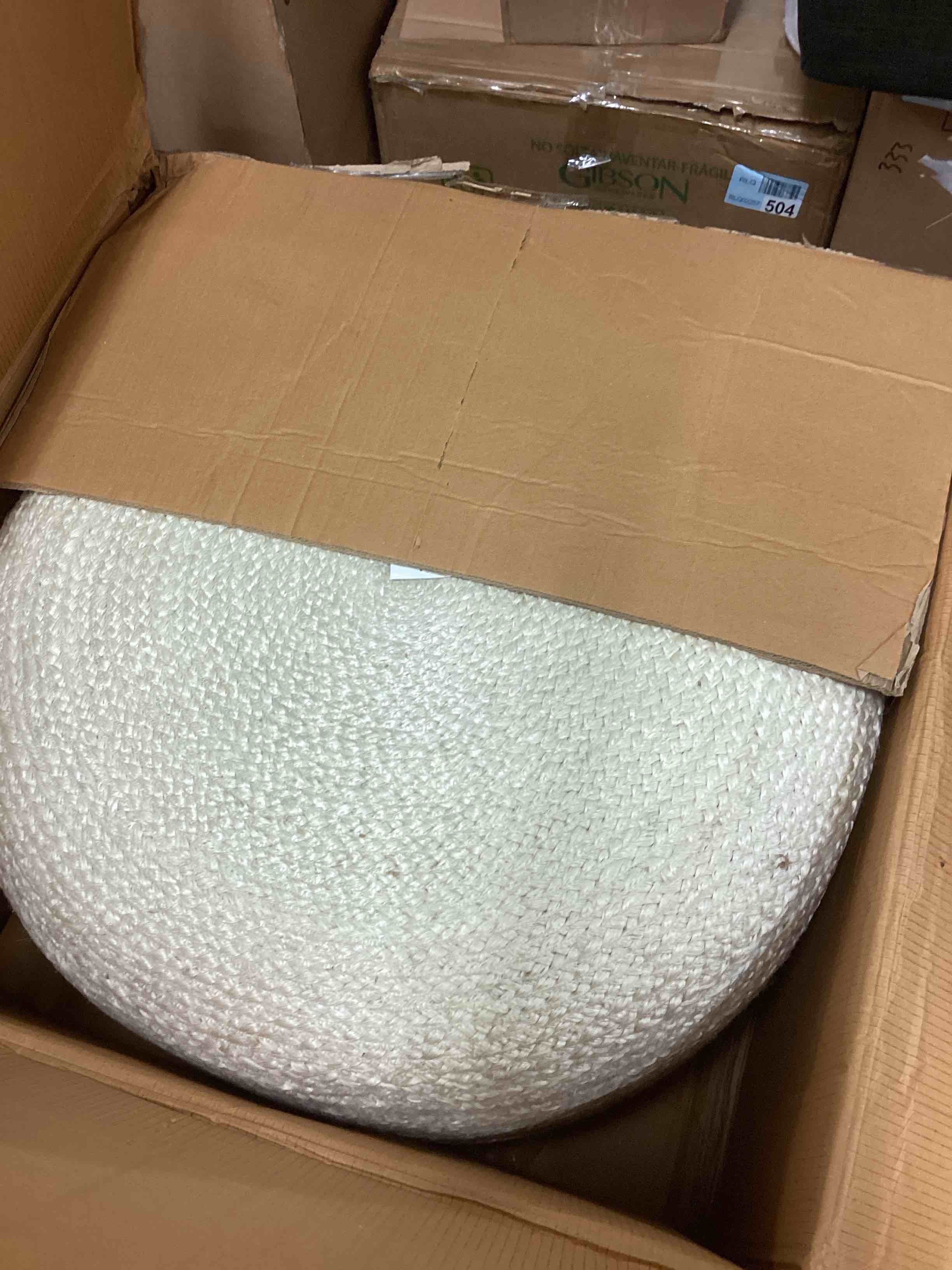 Condition photo showing New/Like New for saba pouf ottoman , antique white, 29"