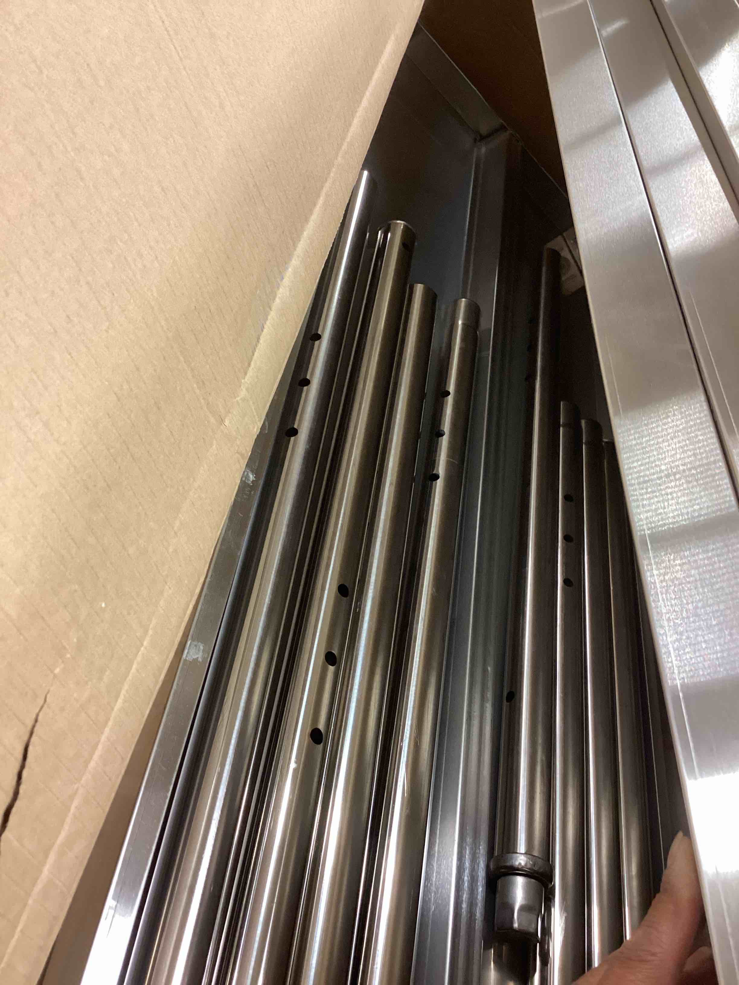 Condition photo showing As Is for vevor stainless steel shelving 46.8x18.5 inch 4 tier adjustable shelf storage unit stainless steel heavy duty shelving for kitchen commercial office garage storage 330lb per shelf