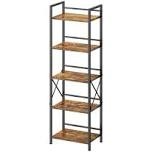 5-tier industrial style solid wood bookcase
