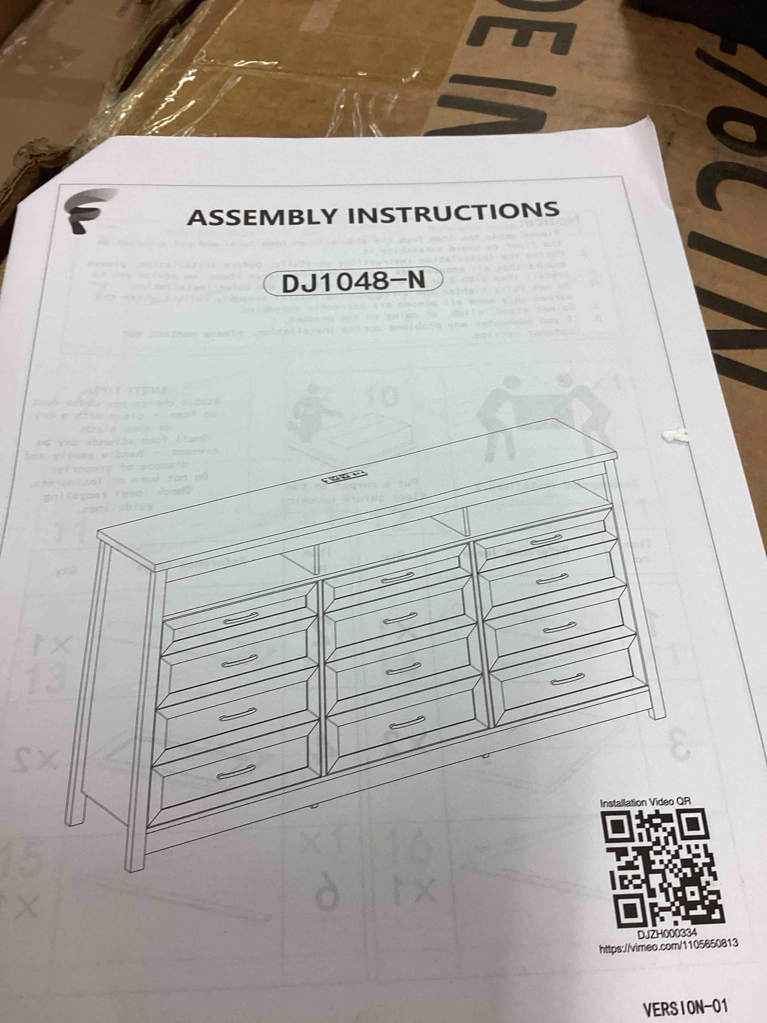 Condition photo showing Good Condition for karlea 63 inch farmhouse 9 drawer dresser ( incomplete one box only)