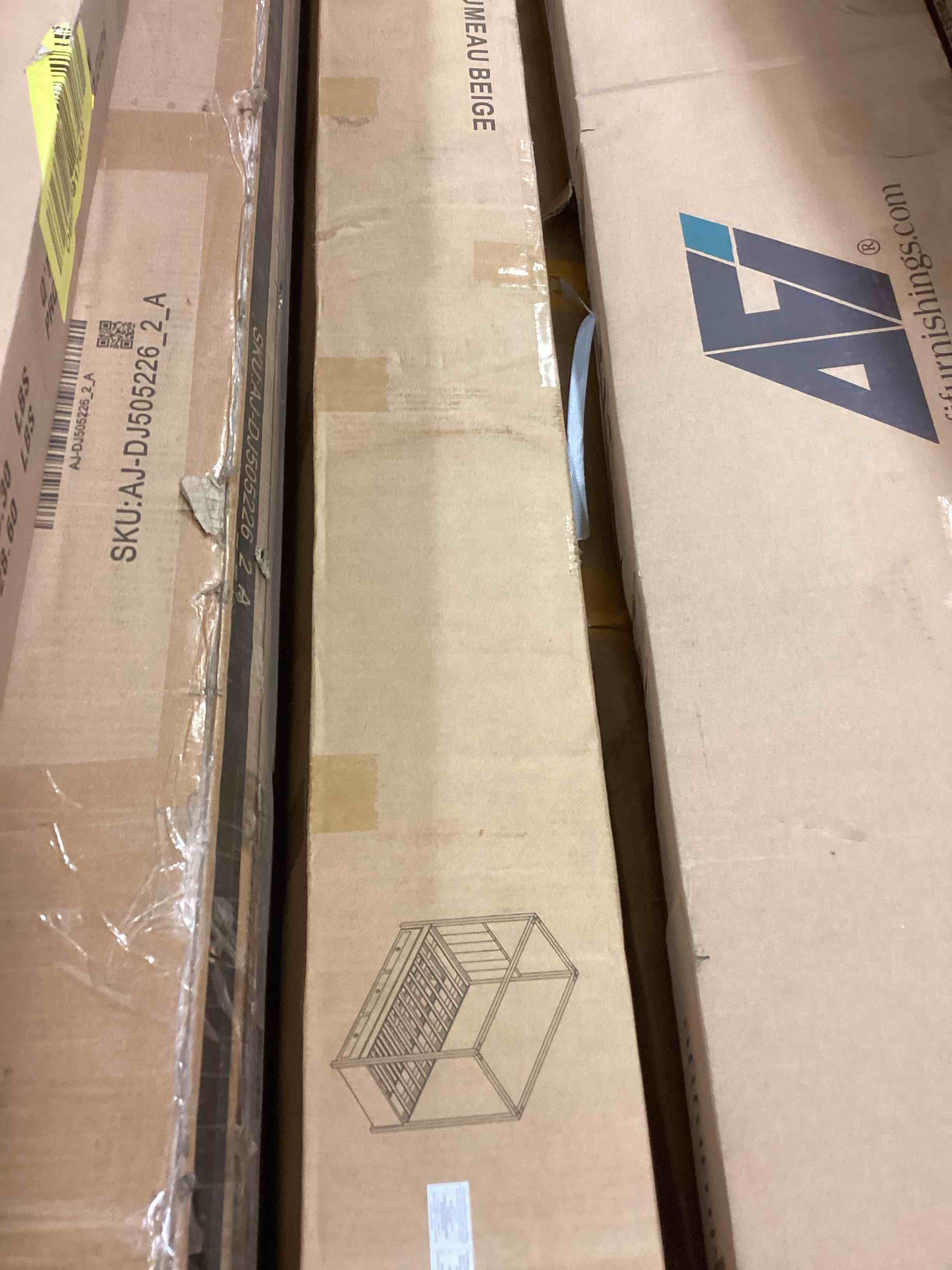 Condition photo showing Good Condition for twin upholstered canopy platform bed with trundle (incomplete one box only ) (box # 2)