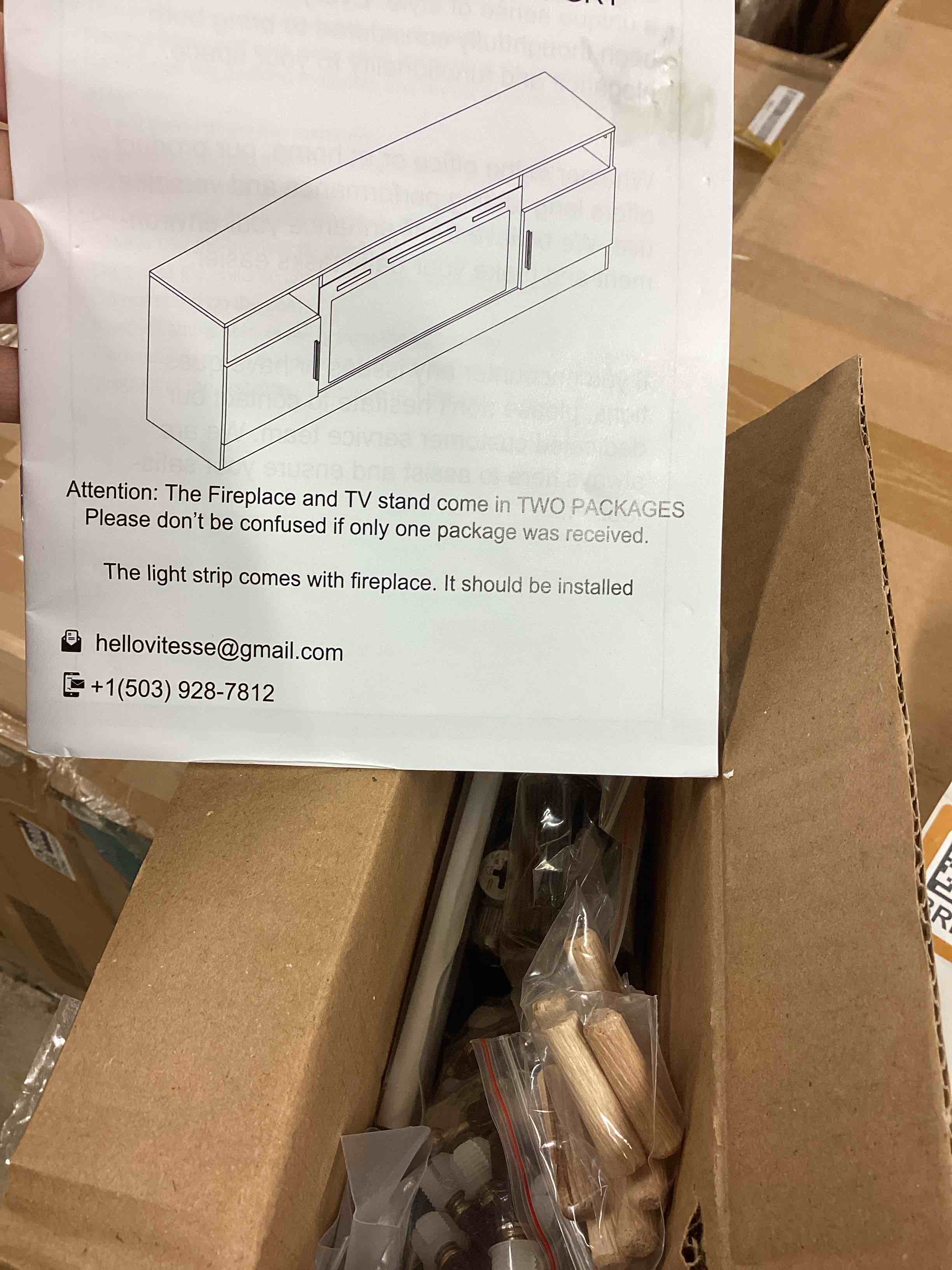 Condition photo showing Good Condition for vitesse fireplace tv stand (incomplete missing electric fireplace)