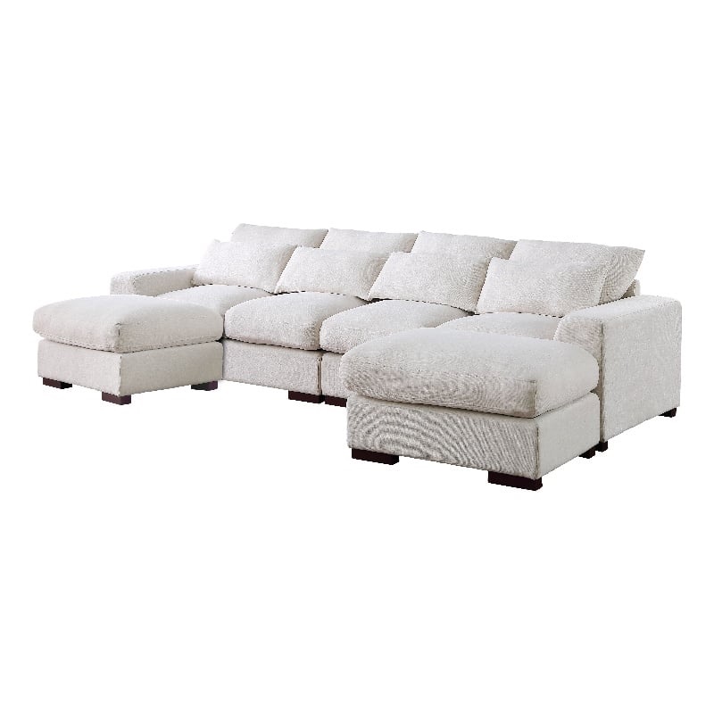 reversible modular sectional fabric sofa with two ottoman-beige (incomplete one box only)