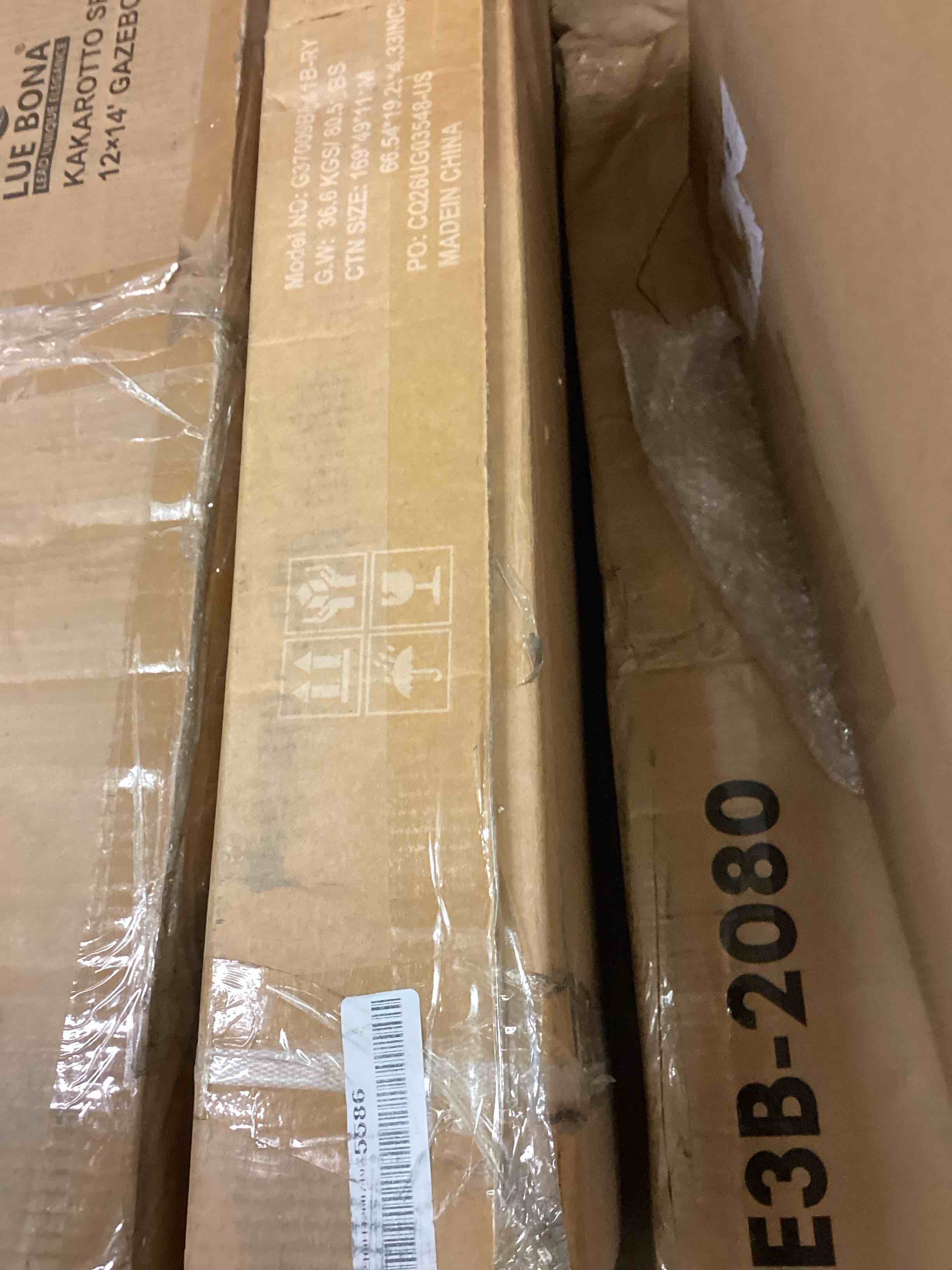 Condition photo showing Good Condition for 10'x10' ft outdoor storage shed on sale, sheds & outdoor storage with lockable doors, metal garden shed by durable galvanized steel for patio, lawn, light brown (incomplete one box only) (box # 2)