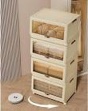 nuxiwin collapsible drawers with lid & wheels | large capacity, cream yellow