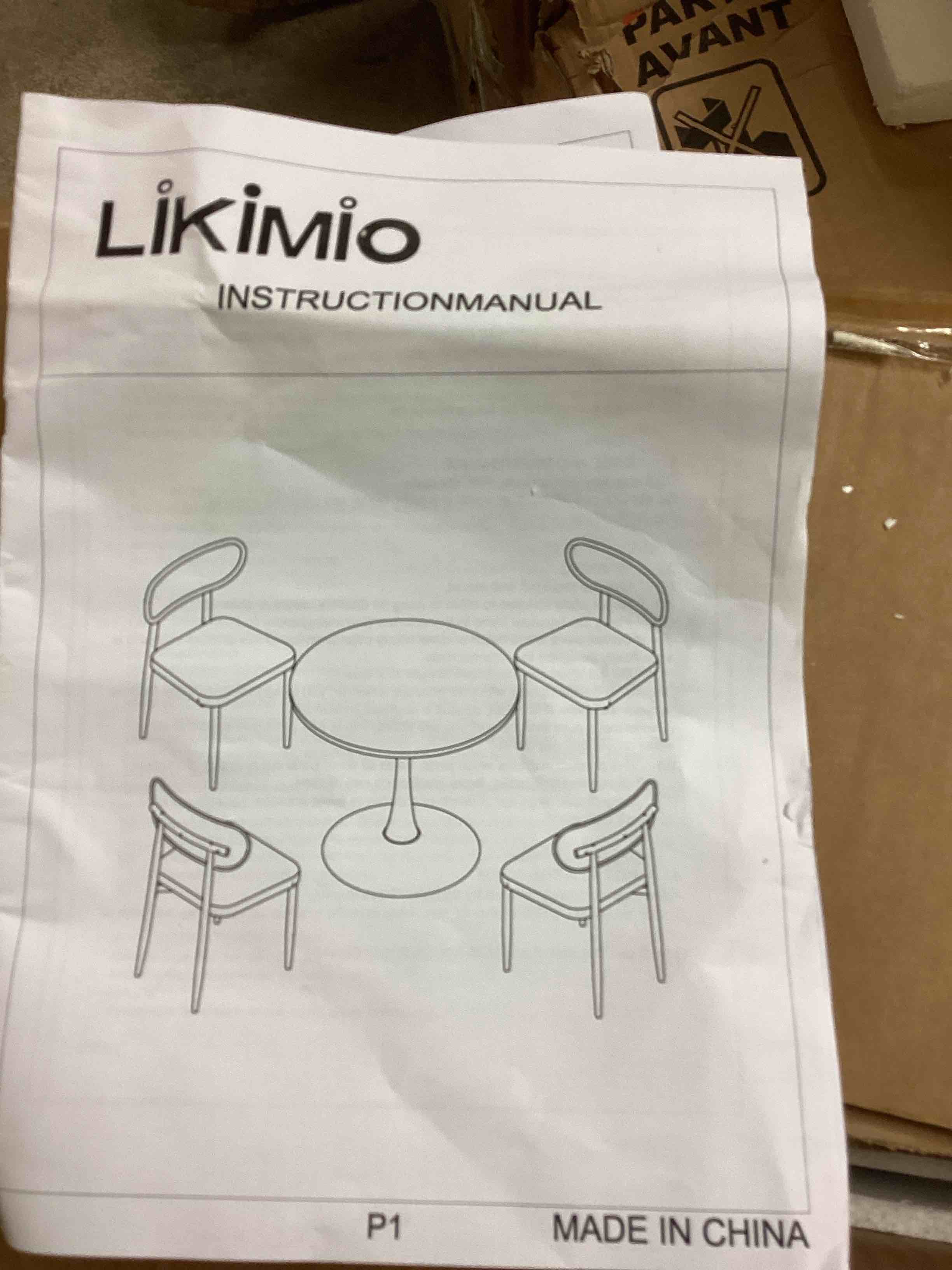 Condition photo showing Good Condition for round dining table set 4 pieces upholstered chairs (incomplete one box only)