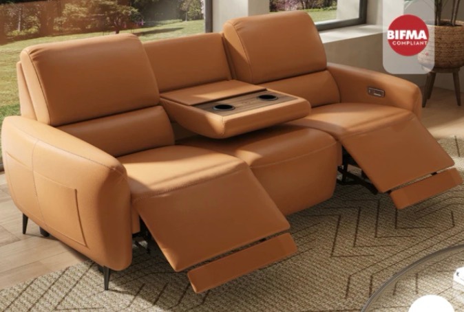 aerostretch power zero wall hugger reclining sofa with drop down table tray (incomplete one box only)