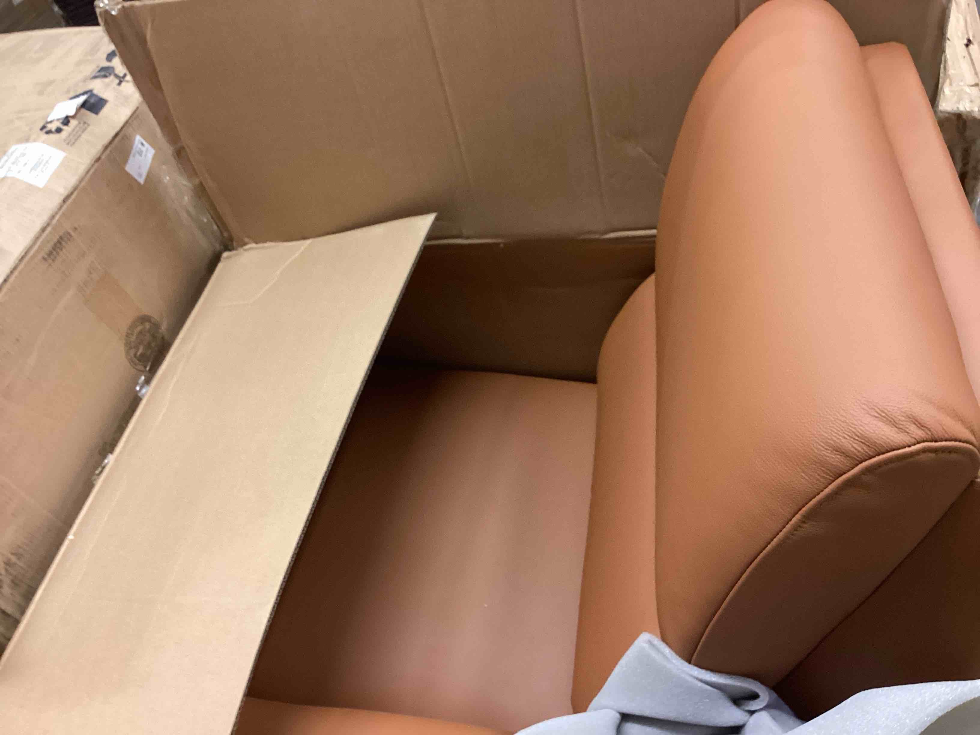 Condition photo showing Good Condition for aerostretch power zero wall hugger reclining sofa with drop down table tray (incomplete one box only)