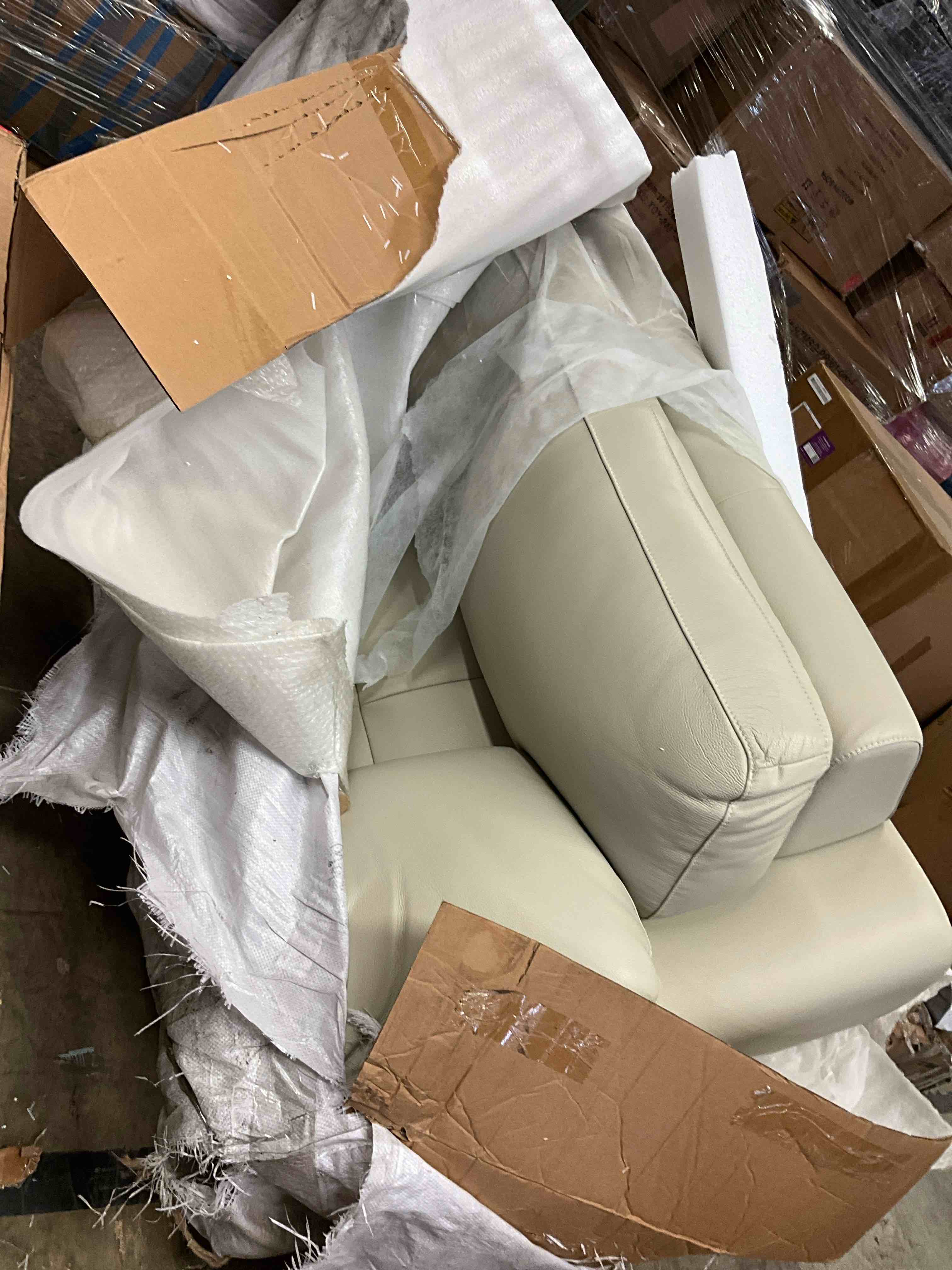 Condition photo showing New/Like New for memoir leather sofa 3-seater ,cream (model similar from stock photo)