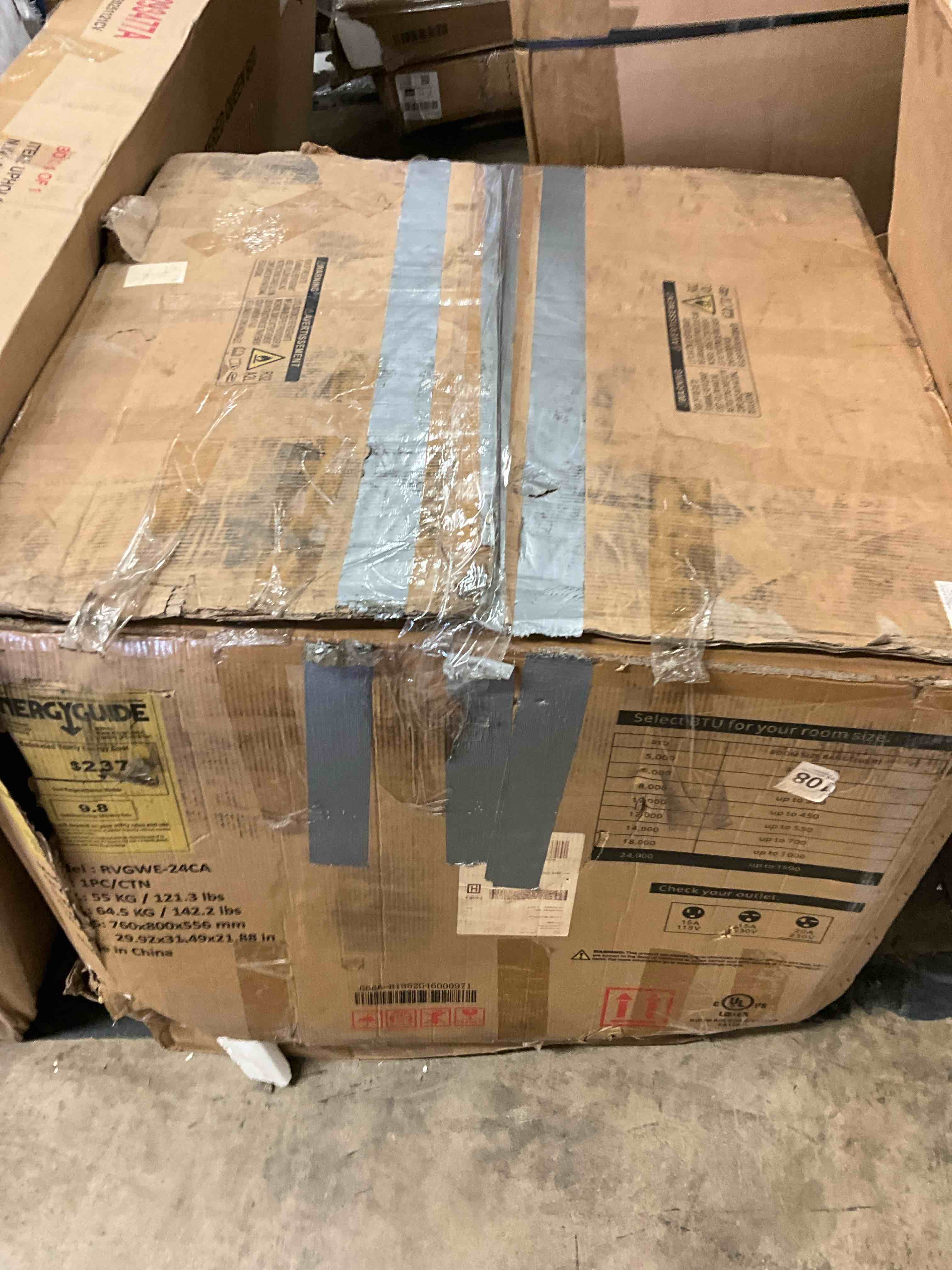 Condition photo showing As Is for rovsun 24000 btu 230v window air conditioner 