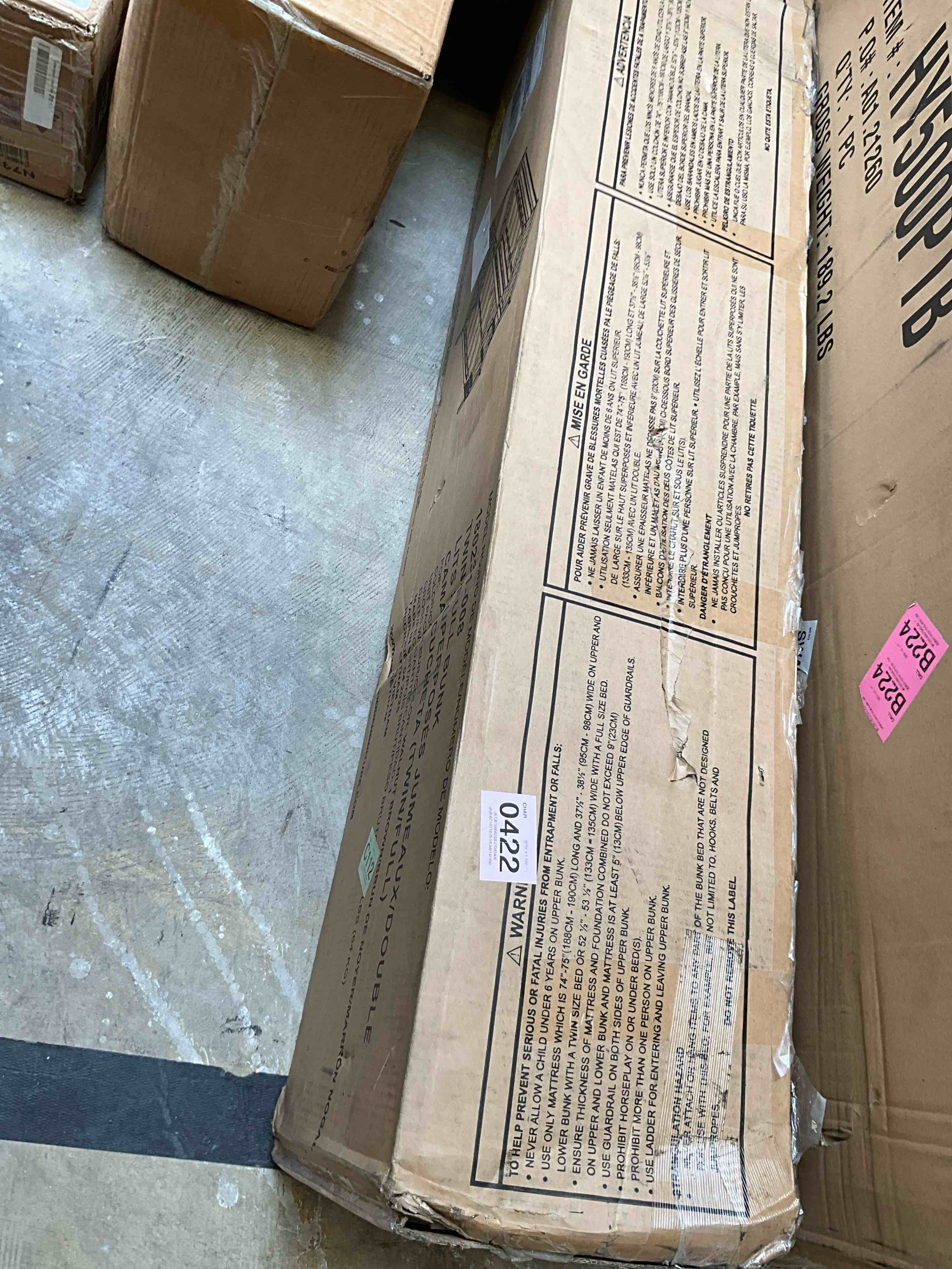 Condition photo showing New/Like New for walnut twin over full bunk bed with ladder