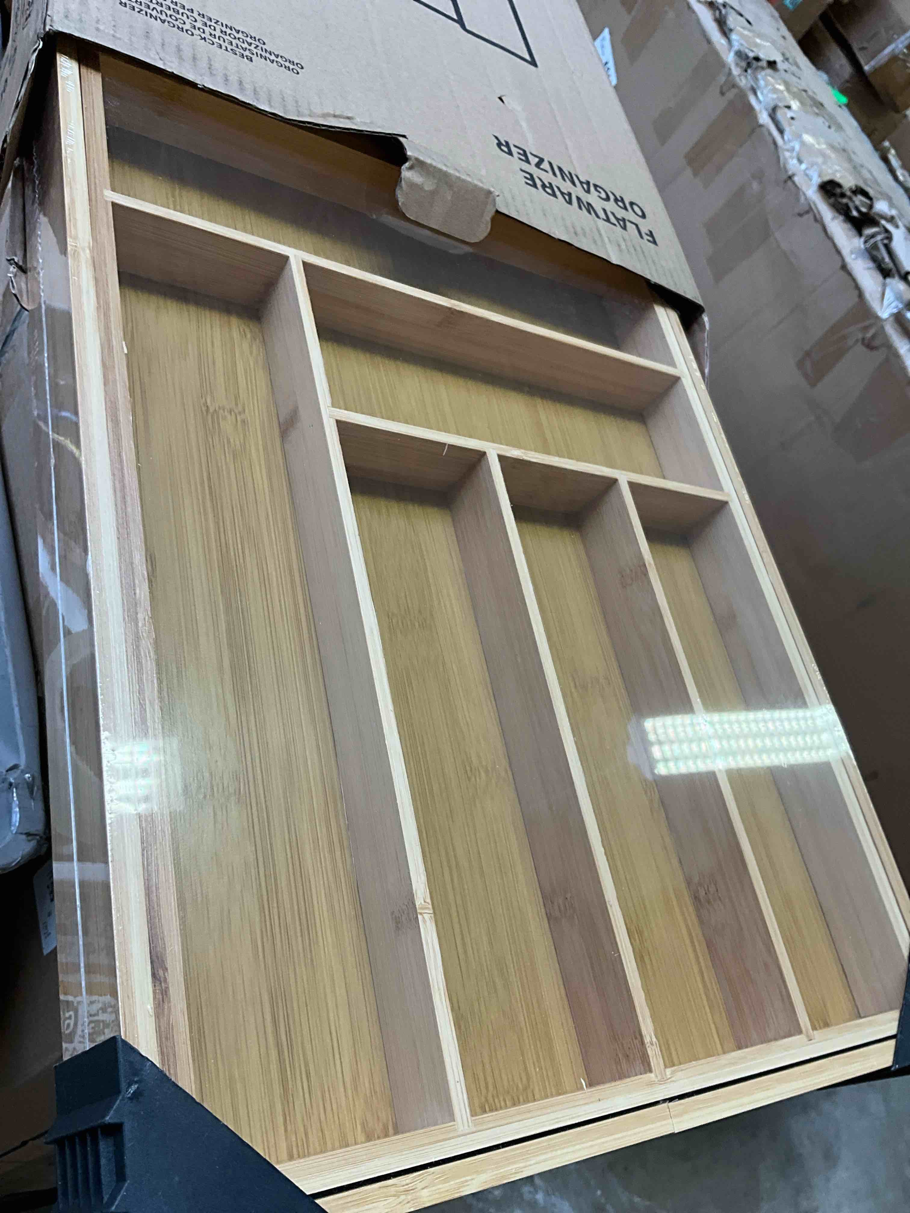 Condition photo showing New/Like New for pipishell bamboo expandable drawer organizer for utensils holder, adjustable cutlery tray, wood drawer dividers organizer for silverware, flatware, knives in kitchen, bedroom, living room(m-n)