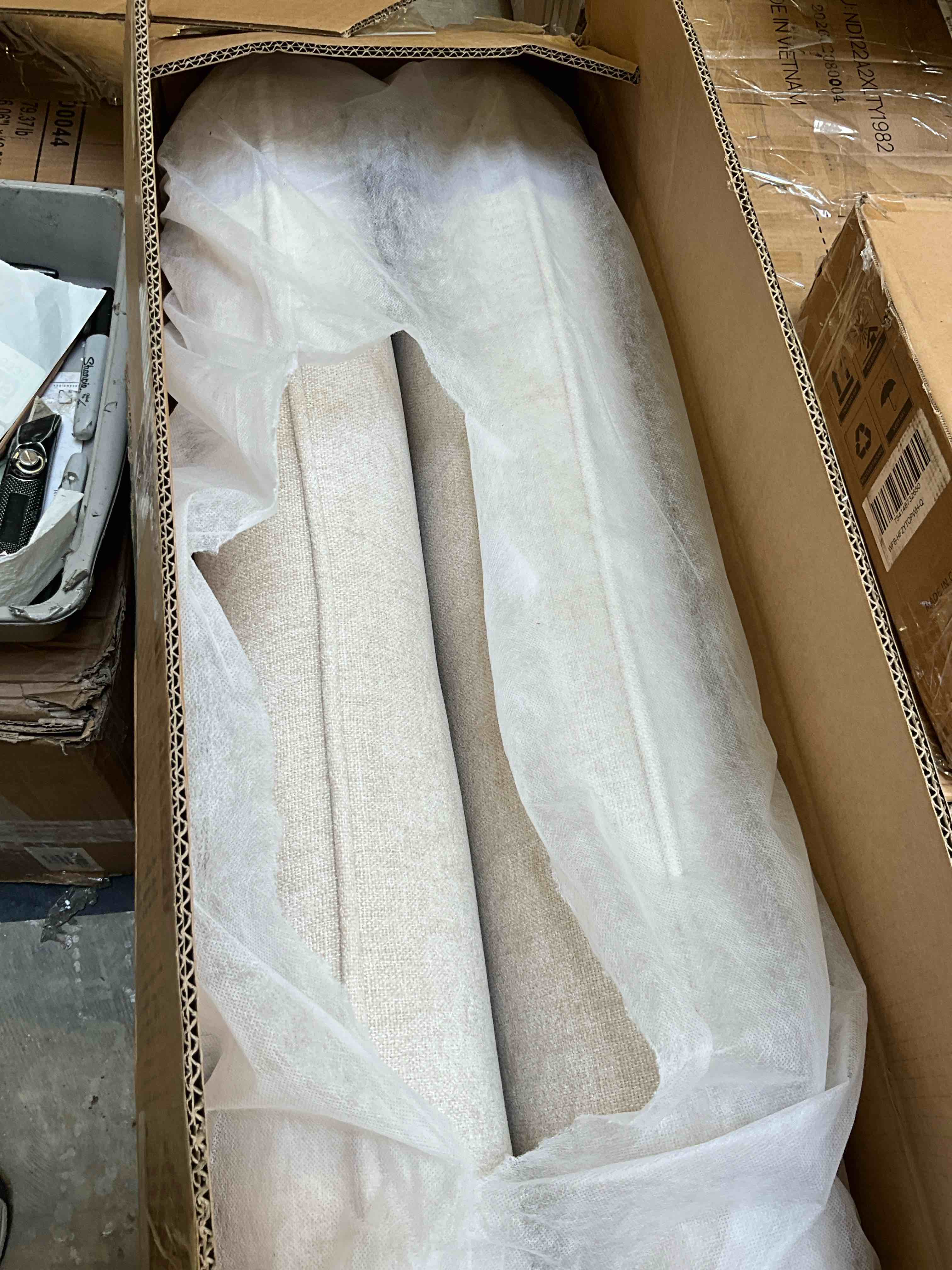 Condition photo showing Good Condition for arcrinte loveseat, beige (incomplete one box only)