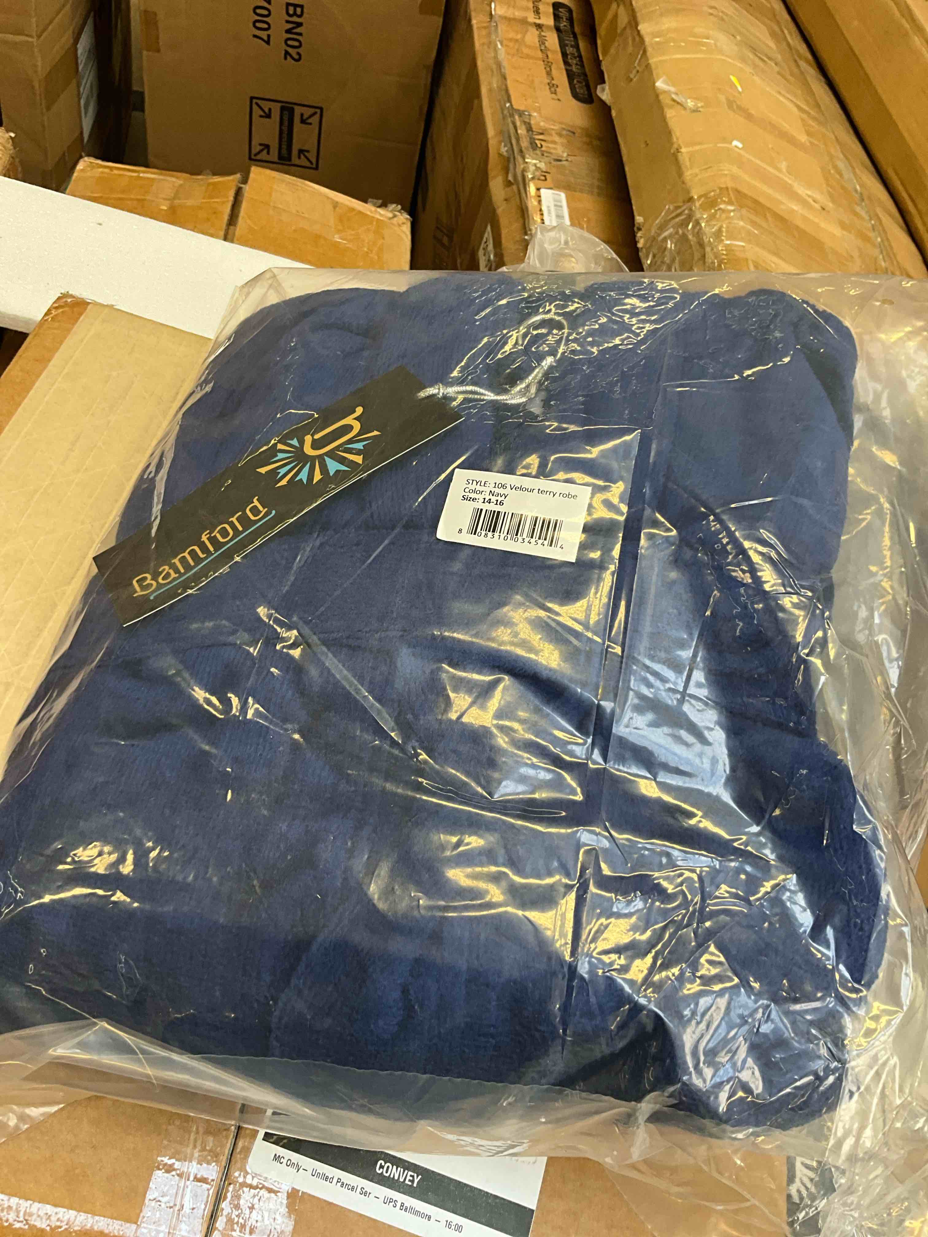 Condition photo showing New/Like New for bamford velour terry robles size 14-16, navy (pickup cage)