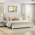 cirina Cascade Wood Platform Bed, King, white (incomplete headboard only)