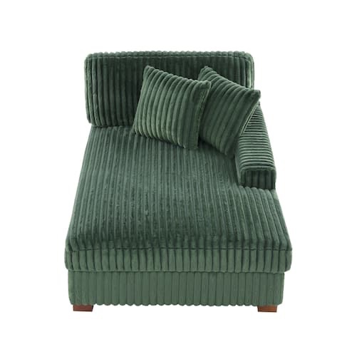 Upholstered Chenille Velvet L Shaped Couch Modular Sofa With Chaise Lounge - Green-Chaise Lounge (Left) 