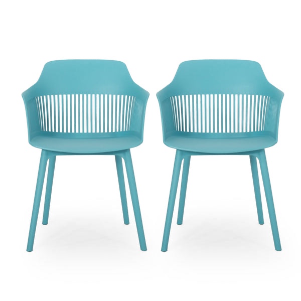 Dahlia Weather-Resistant Outdoor Chair With Durable Polypropylene Frame, Modern Minimalist Design - Teal - 26.7 L x 23.7 W x 22.2 H 