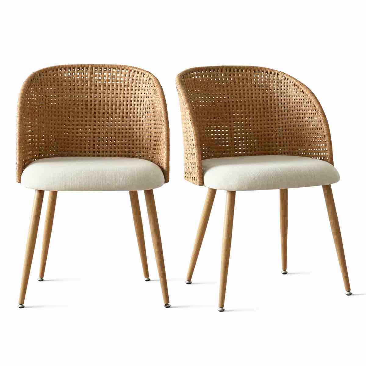 grasse rattan upholstered dining chair (set of 2)