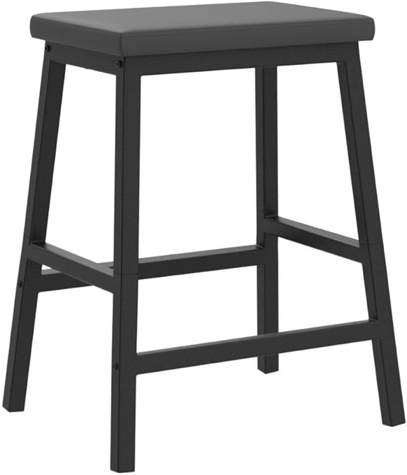 hoobro bar stools, set of 4 bar chairs, counter height bar stools, 24 inch barstools for kitchen counter, pu upholstered kitchen stools, for kitchen, bar, dining room, black bb01md01