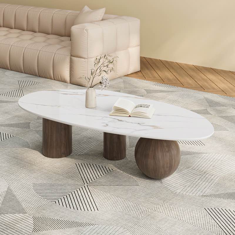 modern 54" coffee table, white sintered stone table-top, 3 stainless steel legs, free form by orren ellis (incomplete only base legs)