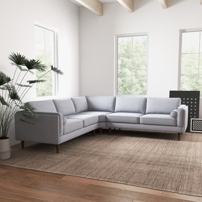 Elberon 3 - Piece Modern Living Room Symmetrical Corner Sofa By Wade Logan® Light Gray Linen Blend (INCOMPLETE ONLY ONE BOX) 